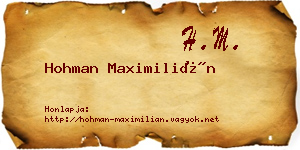 Hohman Maximilián névjegykártya